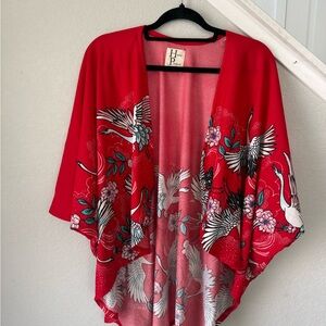 Haute Project Red Crane Print Kimono ❤️